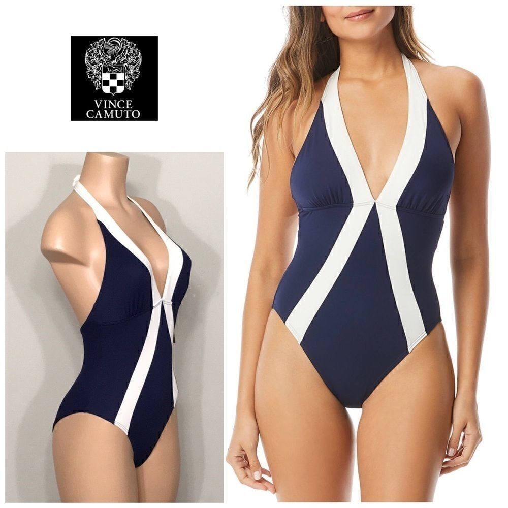 Vince Camuto deep sea color block swimsuit. NWT
